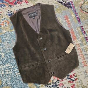 Vintage Wilsons Leather Suede Vest Mens Large Brown Cowboy Western Old Stock